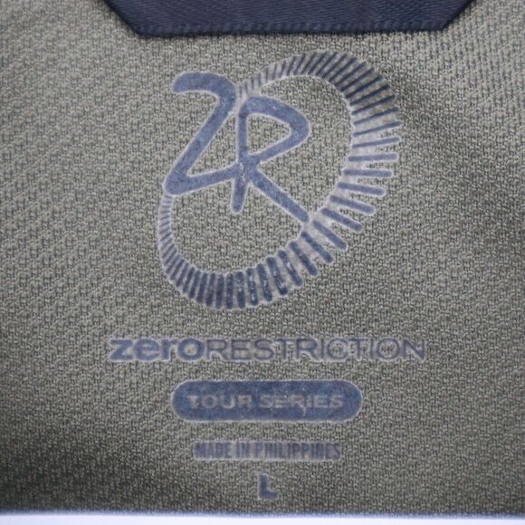 Zero Restriction Shirt Mens L Green Short Sleeve Chest Button Collared Top - Picture 2 of 16